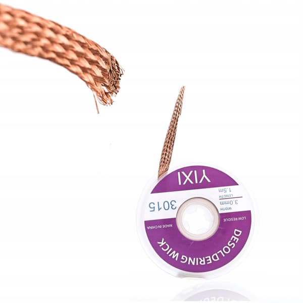 Rosfix Lödplåt i spole 0,8mm 10g + fläta 4mmX1,5m + fläta 3mm x 1,5m + fläta 2mm x 1,5m + fläta 3,5mm x 1,5m
