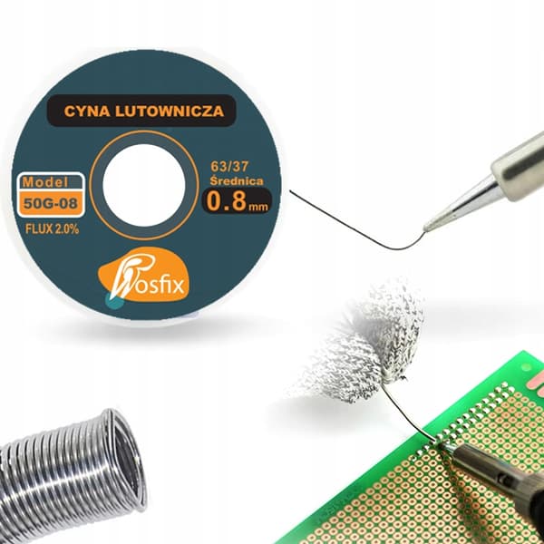 Rosfix Sn63Pb37 juotintina 0.8mm 50g 2% juoksute kelassa