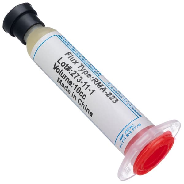 RMA-223 flux loddemiddel med et stempel og en nål