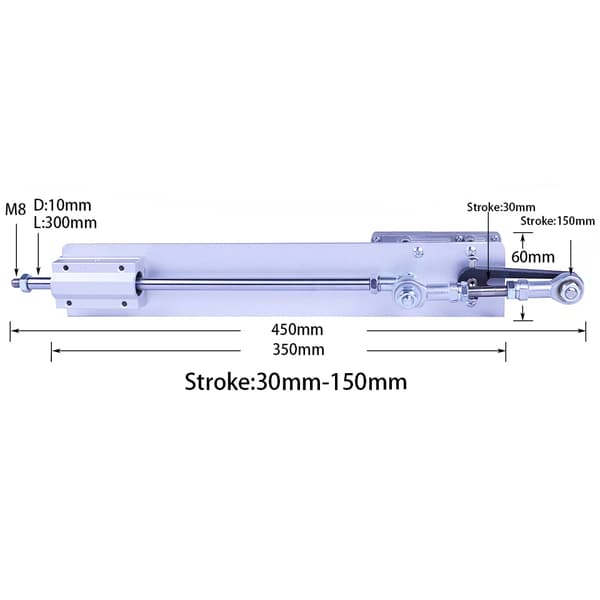 Teleskooppinen keinuvivun toimilaite, säädettävä nopeus, kestävä alumiiniseos,24V150mm120rpm-a
