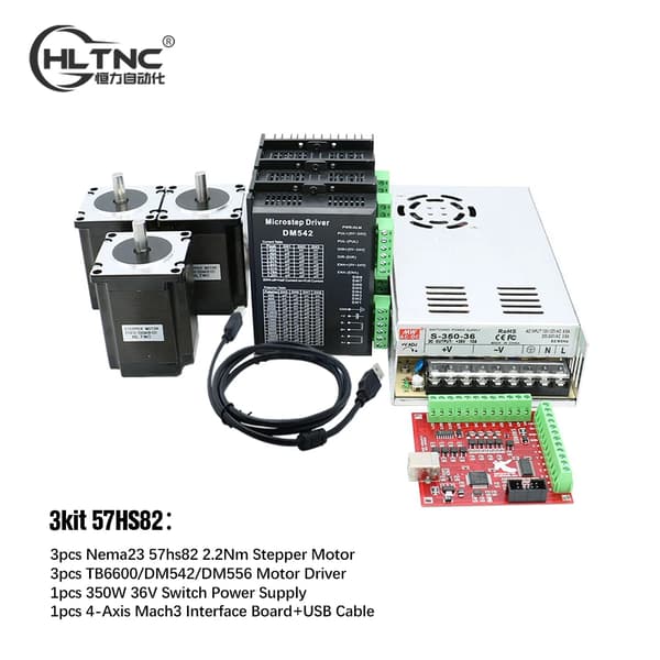 CNC Kit, Højmoment Steppermotor, Kraftfuld Driver,3kit 57HS82, TB6600