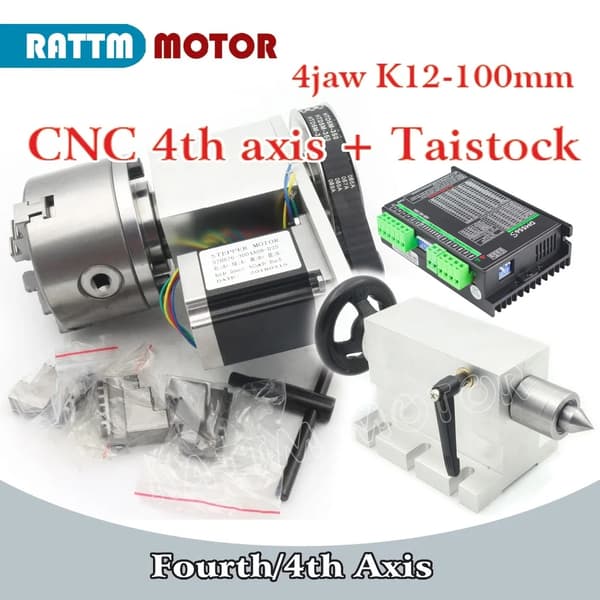 CNC Fjärde Axeln, Nema23 Stegmotor,K12-100mm Drivare