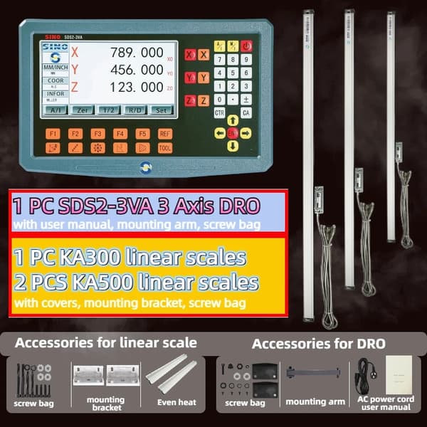 3-axlig DRO-system, högprecisionsmätning, mångsidig tillämpning,5um DRO kit 4