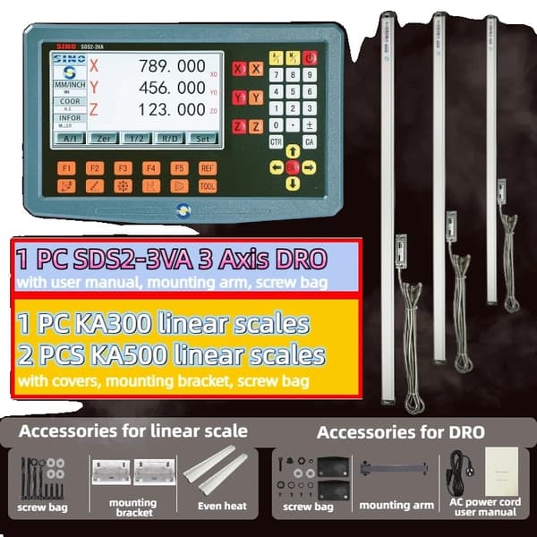 3-axlig DRO-system, högprecisionsmätning, mångsidig tillämpning,5um DRO kit 4