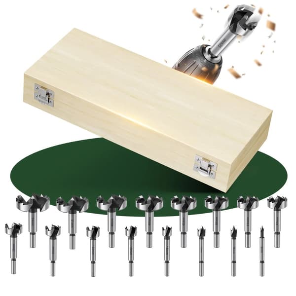 Forstner Träbearbetningsborrbits Set, Precision Multi-Tand Design, 16-Delars Kollektion,Brun