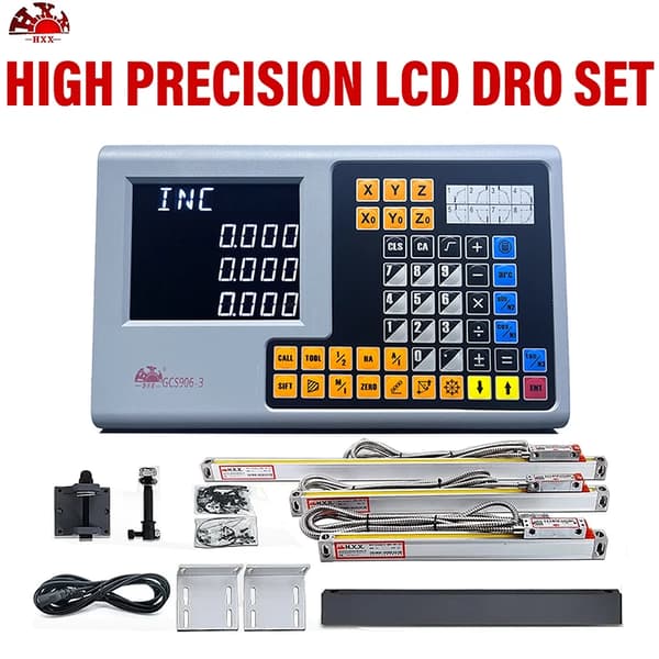 Digitalt aflæsningsdisplay system, 2 akser, 1000mm lineær encoder optisk skala lineal,GCS906-3 LCD DRO SÆT