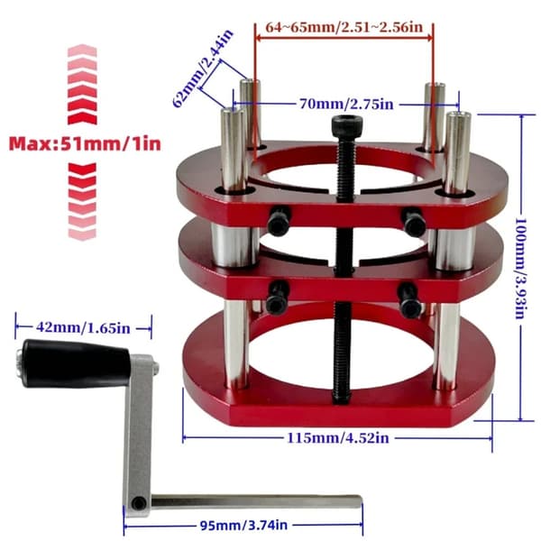 Aluminium Router Table Lift System, Maximal Lyftslag 51 mm, Universell Kompatibilitet,Set E
