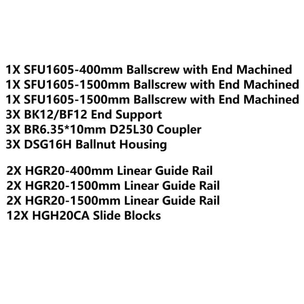 CNC Linjär Rörelse Kit, SFU1605 Kullskruv, HGR20 Guideskinner, Flera Längdalternativ,1605 400 1500 1500