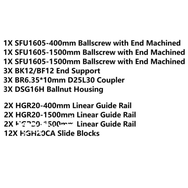 CNC Linjär Rörelse Kit, SFU1605 Kullskruv, HGR20 Guideskinner, Flera Längdalternativ,1605 400 1500 1500
