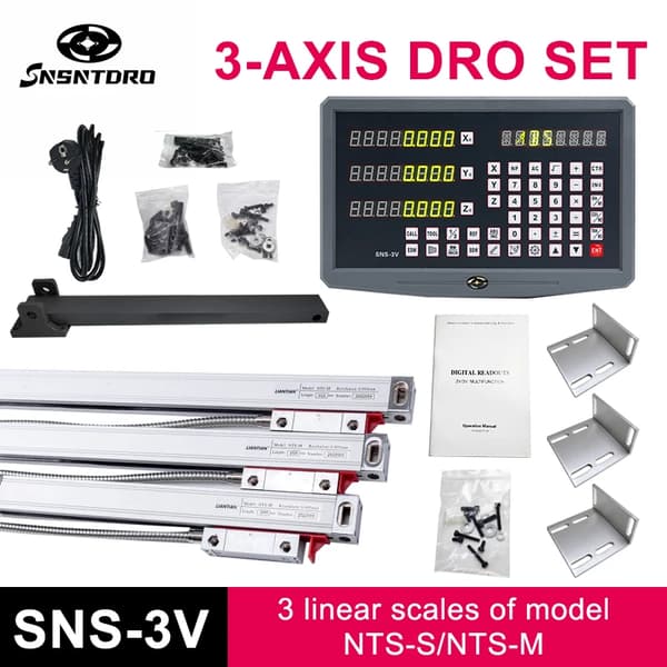 DRO Digital Readout Kit, Hög precision 0,005 mm upplösning, Mångsidig för svarv och fräs,0,005 mm komplett set
