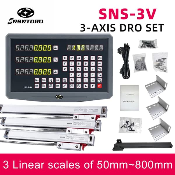 SNS-3V DRO Digital Læser, 3-Akse Support, 5um Opløsning,0,005 mm komplet sæt