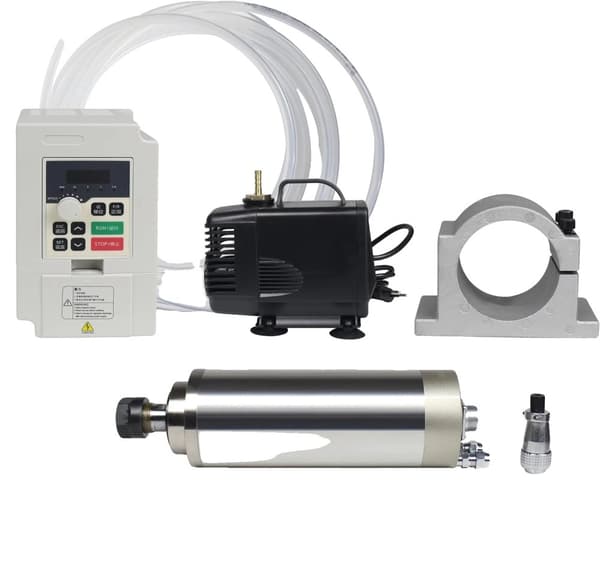 Vesijäähdytteinen spindelimoottori, 2,2 kW, 24000 rpm nopeus, ER20 holkkikoko,220V, Mini VFD -sarjan kanssa