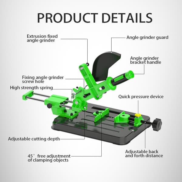 Vinkelsliberstand, 150 mm Klemafstand, 80 mm Skæredistance, Justerbar Fast Arm,sort