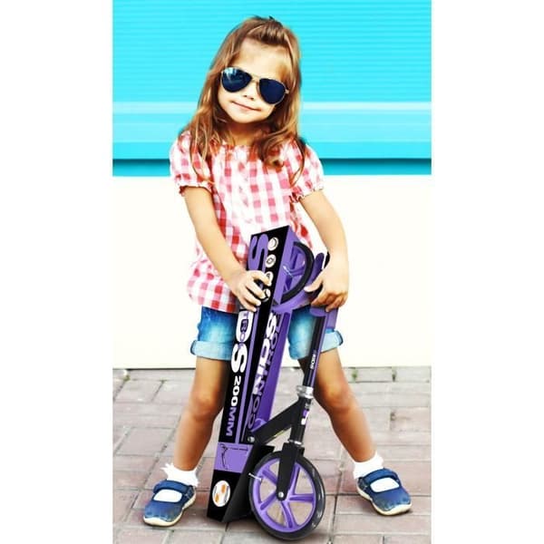 UNIVERSAL - 200 mm justerbar fällbar skoter med Mauve SKIDS CONTROL kickstand