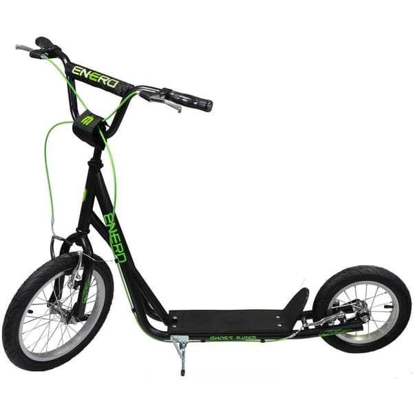 Scooter hvid med grøn - metal - dobbelt håndbremse