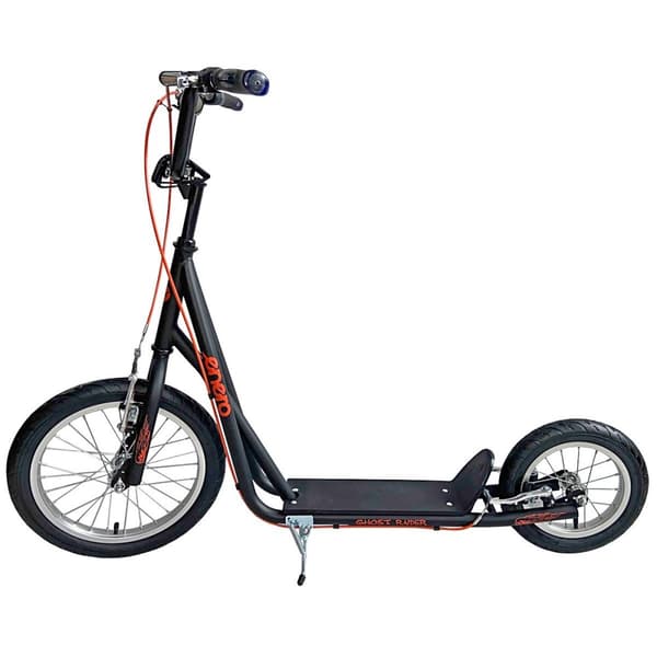 Scooter sort med orange - metal - dobbelt håndbremse