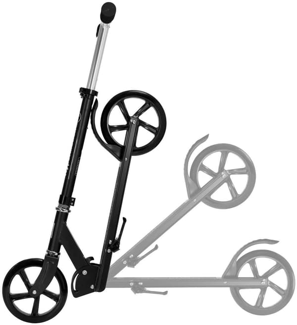 HyperMotion, Scooter för barn 8+, hopfällbar, stora hjul 200 mm, maxbelastning 100 kg, justerbar styrhöjd, ,Svart