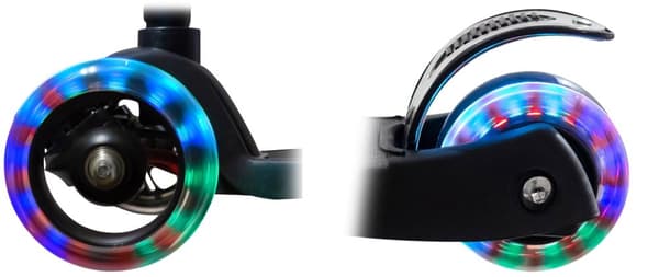 HyperMotion, trehjulet balance scooter til børn fra 5 år , Alamo, LED hjul, justerbart styr, skridsikker, sort, hvid