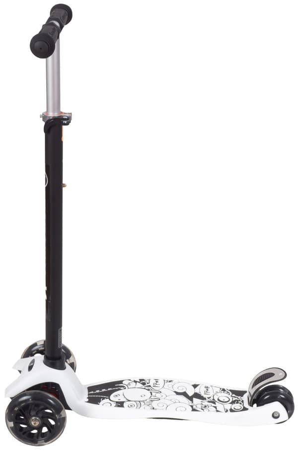 HyperMotion, trehjulet balance scooter til børn fra 5 år , Alamo, LED hjul, justerbart styr, skridsikker, sort, hvid