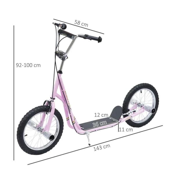 Rootz børnescooter - Kick Scooter - City Scooter - Teen Push Scooter - Stunt Scooter - Push Kick Scooter til børn - Justerbar - Pink - 143 x 58 x 92-1