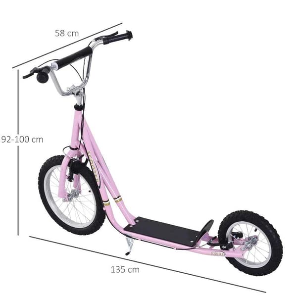 Rootz børnescooter - Kick Scooter - City Scooter - Teenager Scooter - Push Kick Scooter til børn - Justerbart styr - Dual Brakes Kickstand - Pink