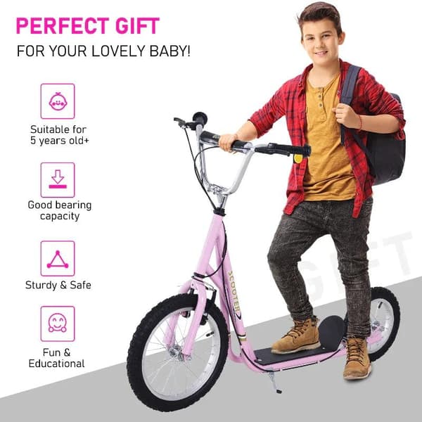 Rootz børnescooter - Kick Scooter - City Scooter - Teenager Scooter - Push Kick Scooter til børn - Justerbart styr - Dual Brakes Kickstand - Pink