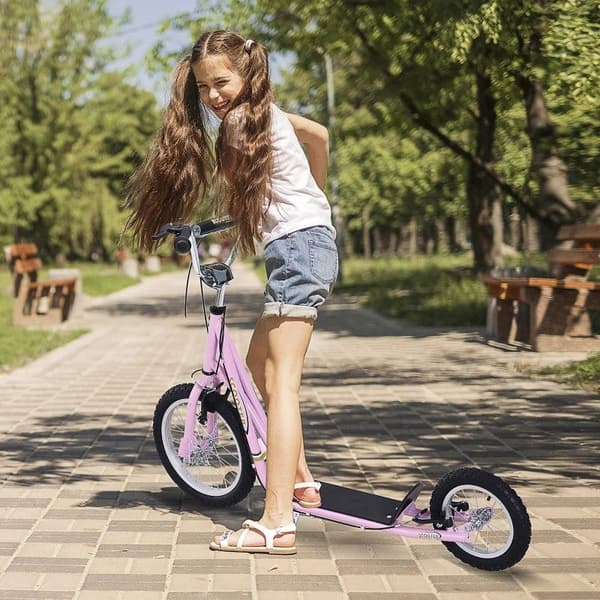 Rootz børnescooter - Kick Scooter - City Scooter - Teenager Scooter - Push Kick Scooter til børn - Justerbart styr - Dual Brakes Kickstand - Pink