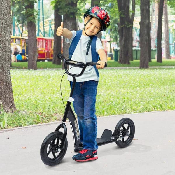 Rootz Scooter - Børnescooter - City Scooter - Kick Scooter - Børne Stunt Scooter - Scooter med bagbremse - Højdejusterbar - Stål - Sort - 120 x 52 x 8