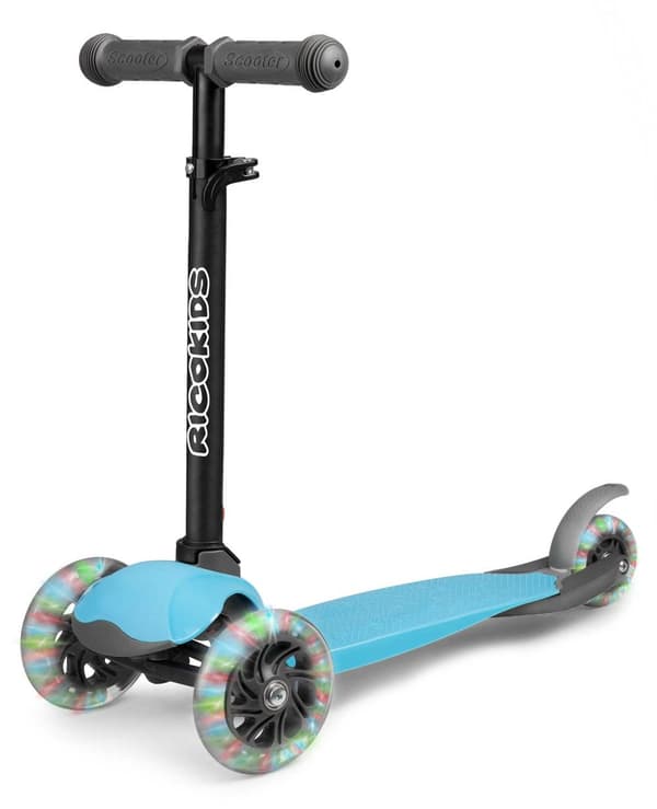 Sparkcykel med tre hjul och glow in the dark-hjul – Blå