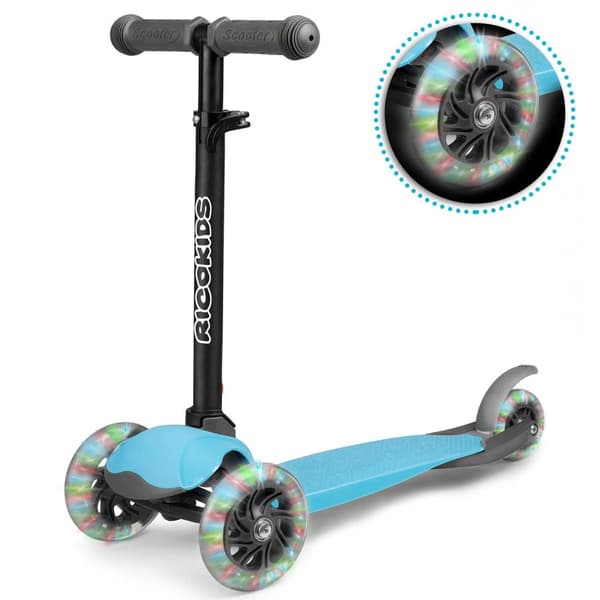 Sparkcykel med tre hjul och glow in the dark-hjul – Blå