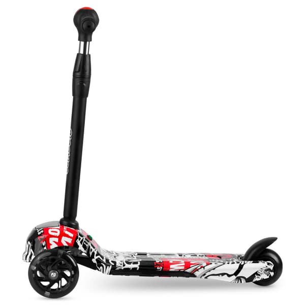 Barn sparkcykel - trehjuling - med LED-belysta hjul - vit med röd