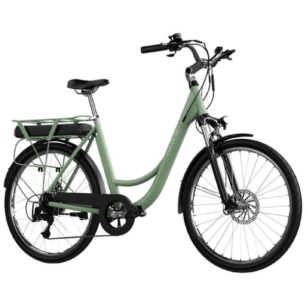 Cecotec City e-bike with 80Km of autonomy, 28", front suspension, Shimano 6-speed derailleur and double disc brakes.