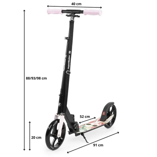 HyperMotion tohjulet scooter VIBE til børn 7+ og unge, max belastning op til 100 kg, aluminium, foldbar. LYSERØD
