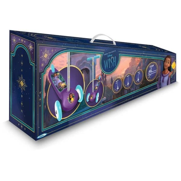 3-hjulig skoter - DISNEY - WISH - Justerbar i höjdled - Stort halkfritt däck - Antiklämhandtag