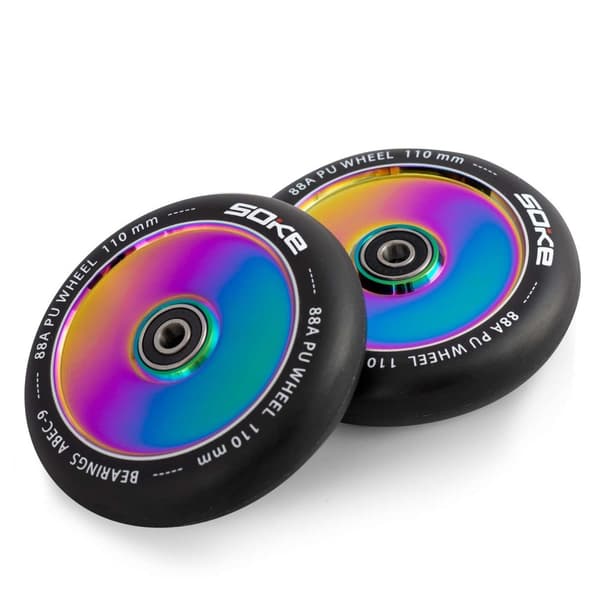 Skoterhjul 110 mm massiv regnbåge 2 st