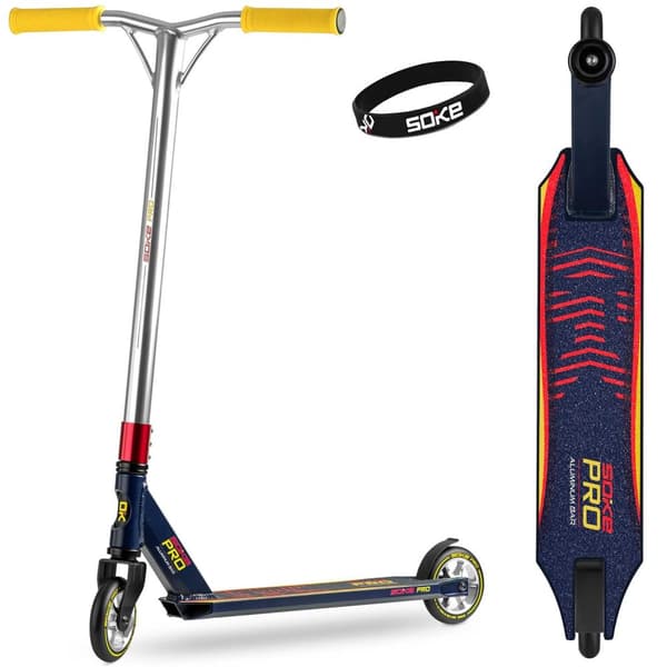 SOKE PRO stuntscooter, marineblå og rød