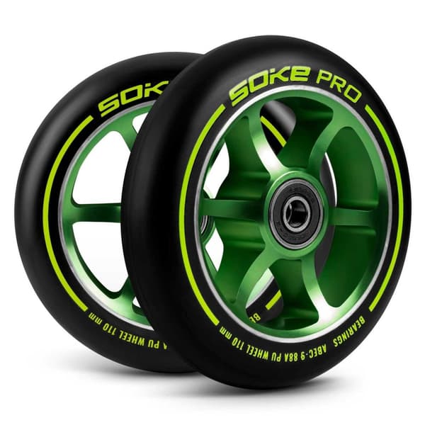 Skootterin pyörät 110 mm vihreä, 2 kpl