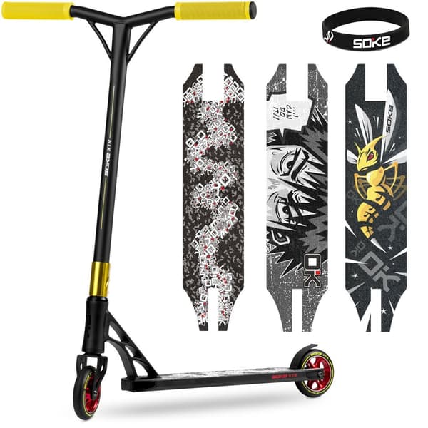 SOKE XTR stuntscooter, sort og gul