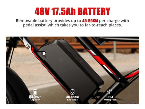 2024 - Sähköpyörä - Ebike - S8 AMYJET 1000W 48V 17.5ah - 45km