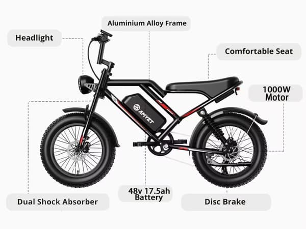 2024 - Sähköpyörä - Ebike - S8 AMYJET 1000W 48V 17.5ah - 45km