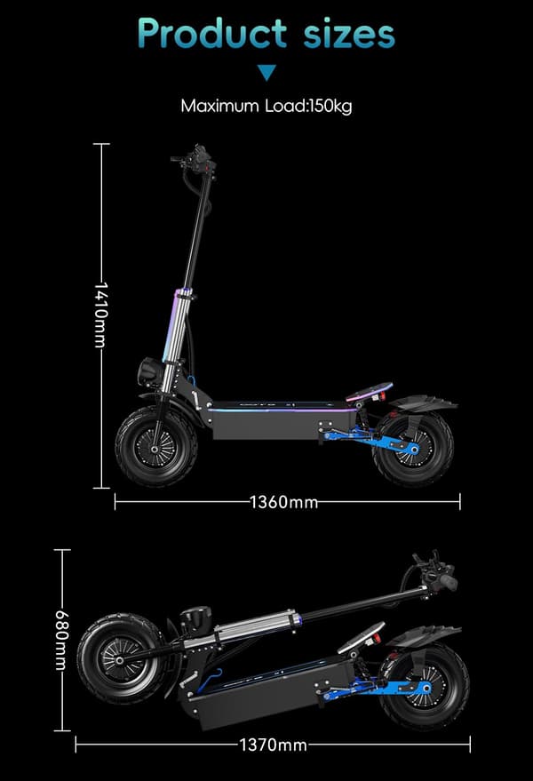 OOTD D99 terrængående elektrisk scooter, 6000W motor, 40AH batteri, 100 km rækkevidde, 13'' off-road dæk