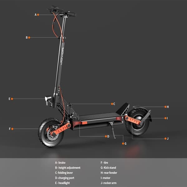 JOYOR S10-S-Z el-scooter, 1000W*2 dobbeltmotorer, 18AH batteri, 10 tommer luftdæk, blinklys.
