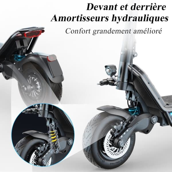 JOYOR E8-S elskoter, 1600W*2 dubbla motorer, 72V 31,5Ah batteri, främre och bakre stötdämpare, 11-tums pneumatiska däck, hydrauliska bromsar.