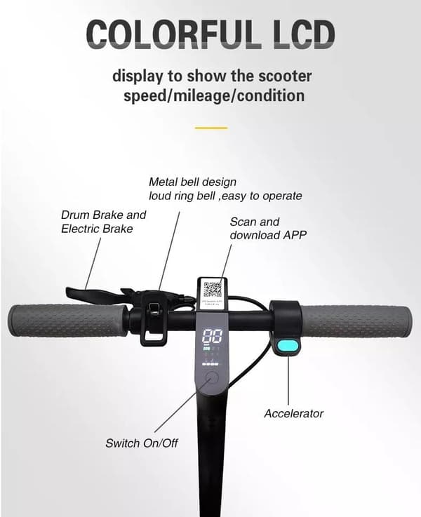 2025 - OOK-TEK V8 KickScooter Elsparkcykel - 30km/h elcykel