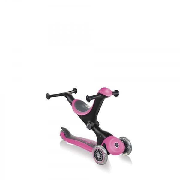GLOBBER - GO-UP DELUXE 3-hjuls utvecklande skoter med fotstöd, rosa