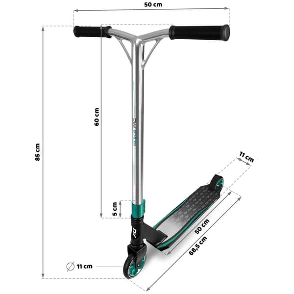 SOKE PRO Stunt Scooter hopea-turkoosi