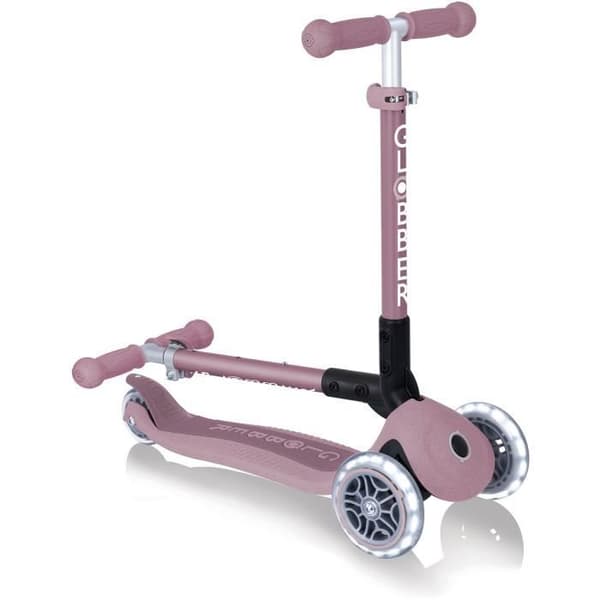 Hopfällbar 3-hjuls skoter - GLOBBER - JUNIOR LIGHTS ECOLOGIC - Hallonrosa - Lysande - Återvunnen plast - 2 till 6 år - 50 Kg