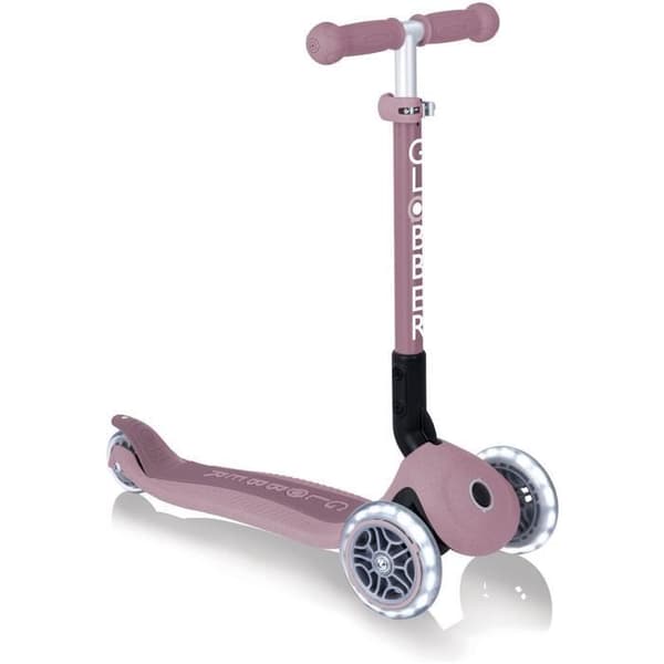 Hopfällbar 3-hjuls skoter - GLOBBER - JUNIOR LIGHTS ECOLOGIC - Hallonrosa - Lysande - Återvunnen plast - 2 till 6 år - 50 Kg