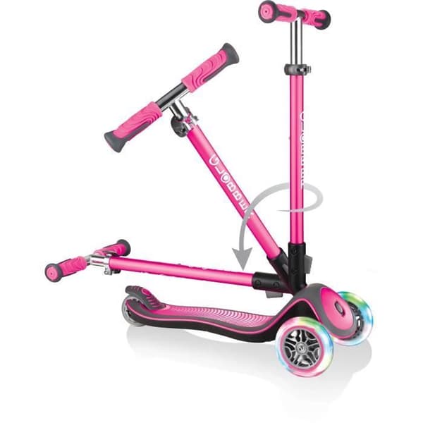 GLOBBER Elite Deluxe Lights Scooter 3 Wheels - Pink
