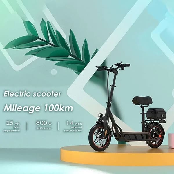 500W 120kg kapacitet 48V 25Ah elektrisk skoter med säte, hopfällbar elsparkcykel, 14 tums däck, 100km räckvidd